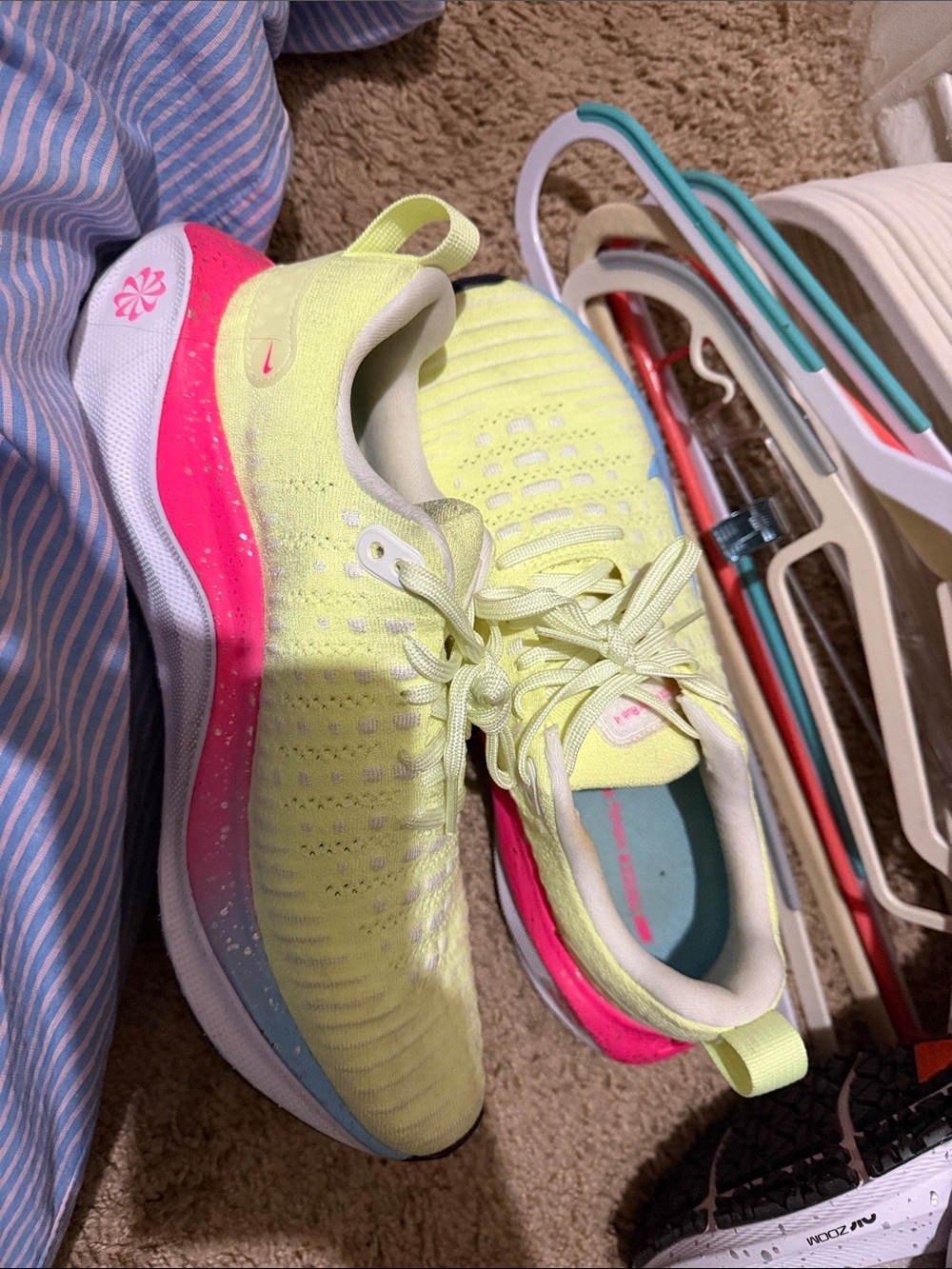 Nike Yellow and Pink Kids Athletic Sneakers